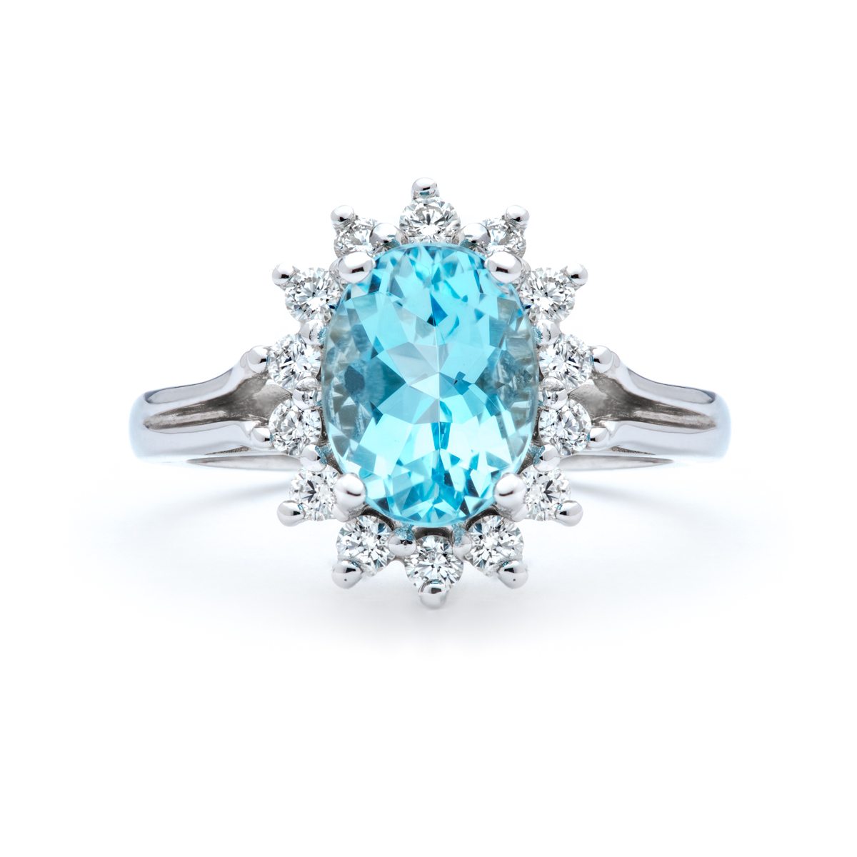 Aquamarine and Diamond Ring