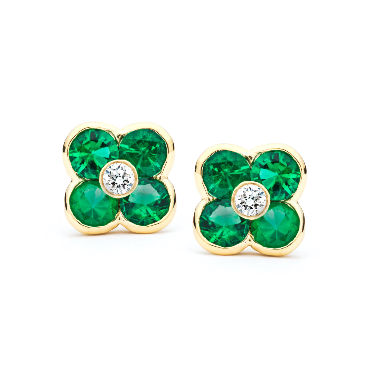 Yellow Gold Emerald Earrings