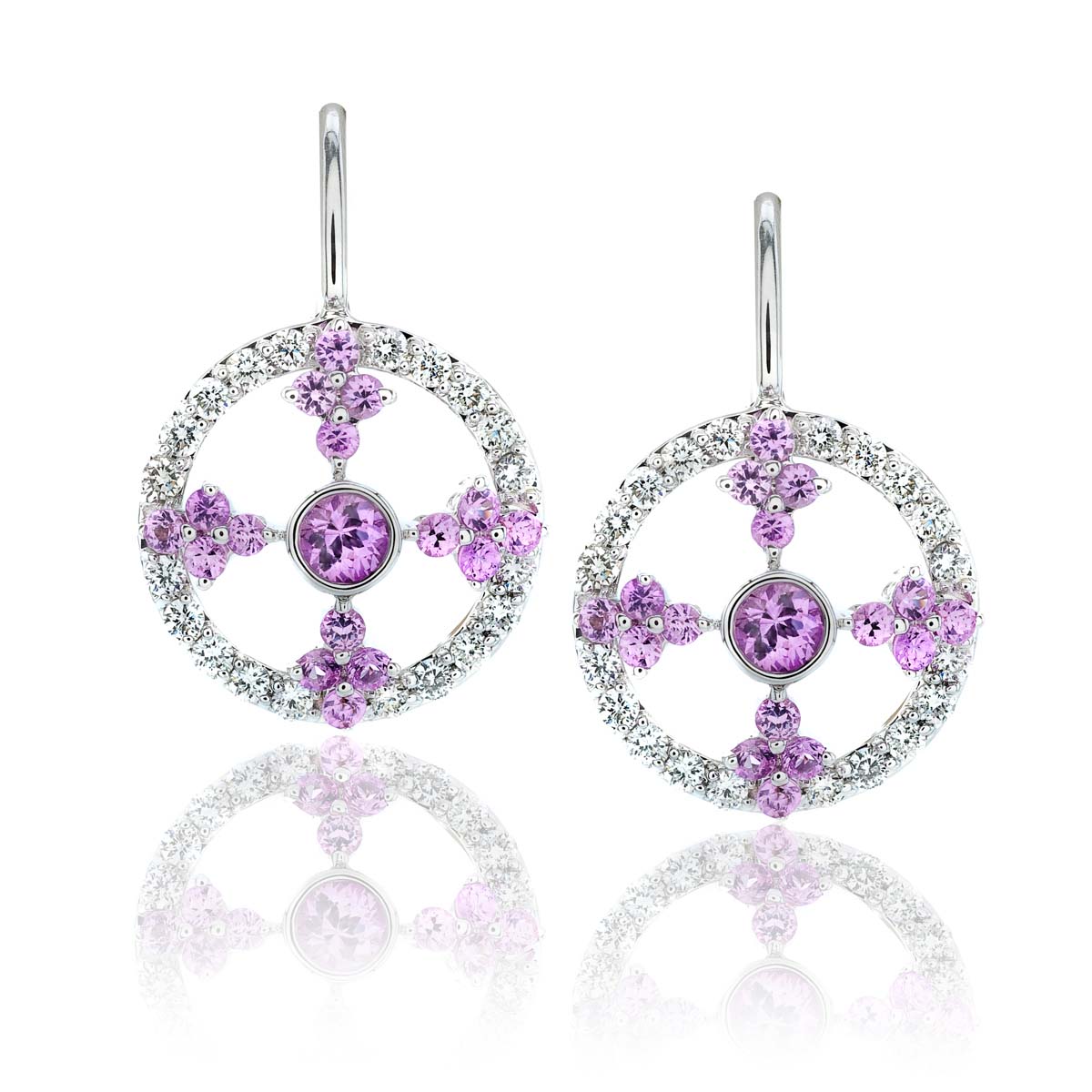 Pink Sapphire and Diamond Earrings