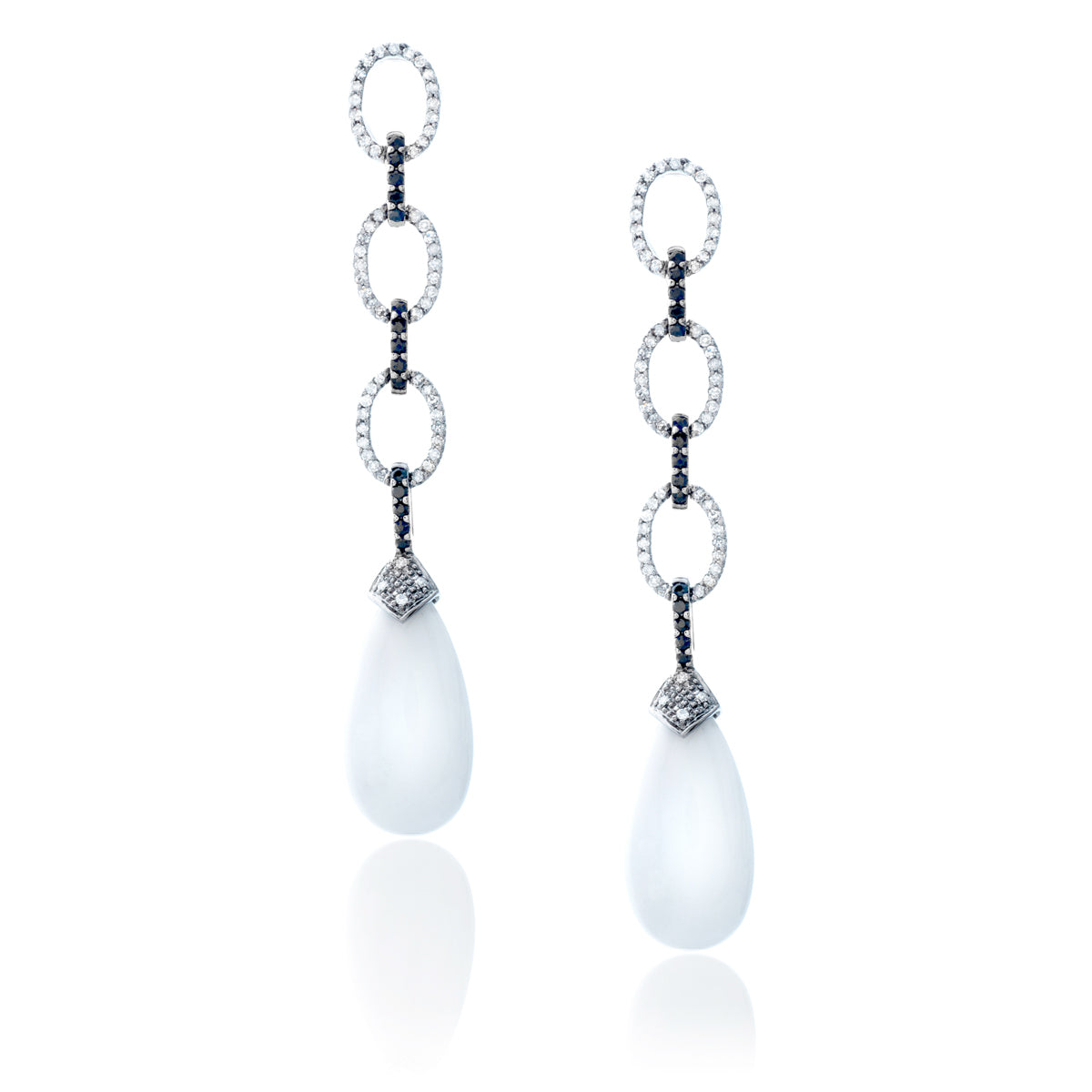 White Gold Agate and Diamond Earrings