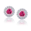 Pink Tourmaline Diamond Halo Earrings