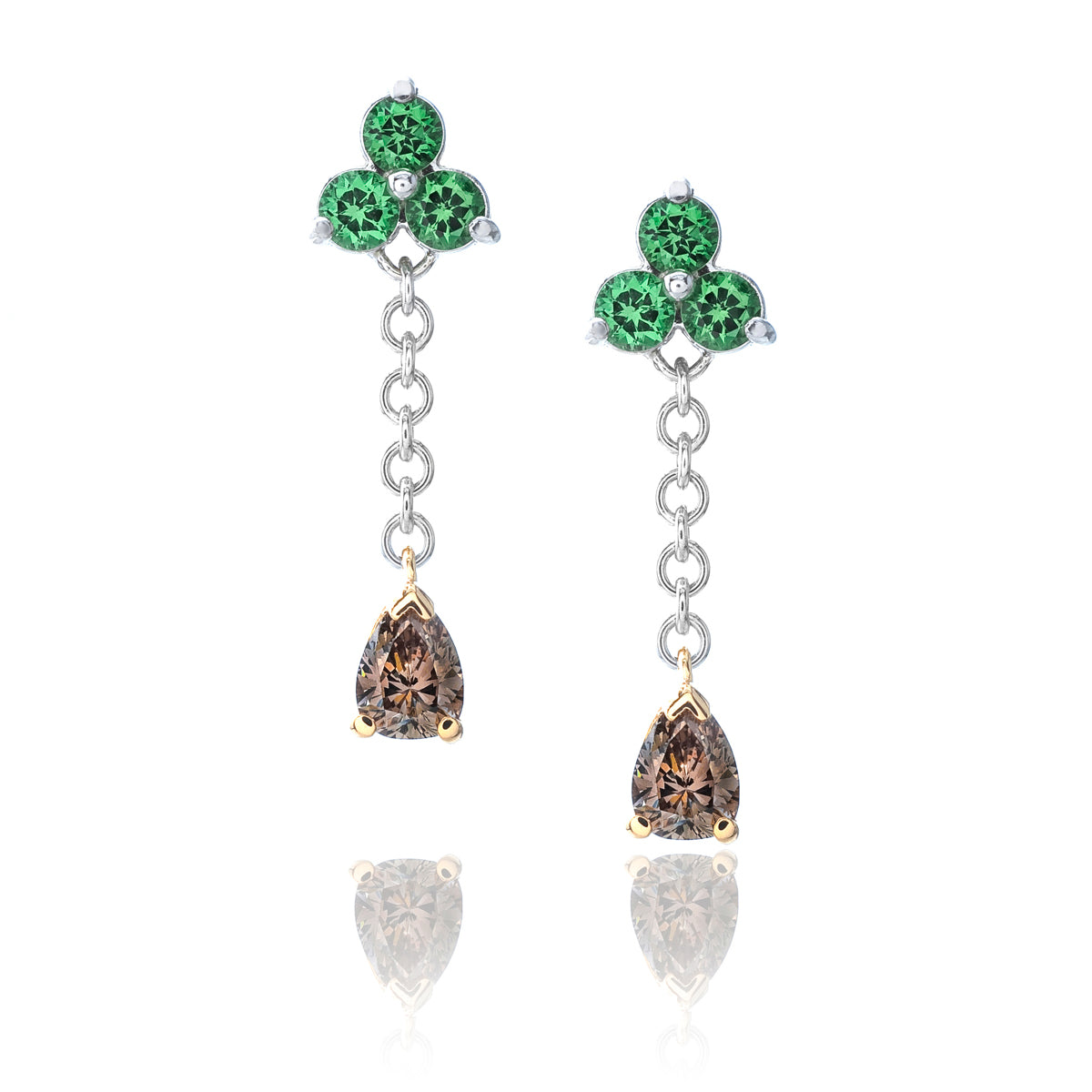Cognac Diamond Drop Earrings