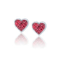 Heart Shaped Invisibly Set Ruby Earrings