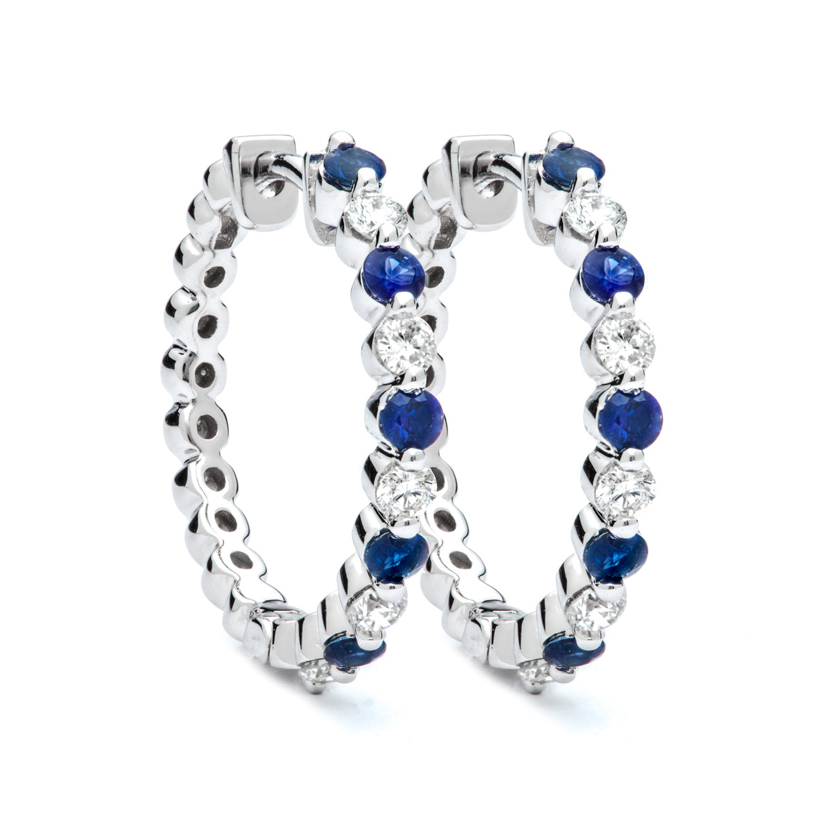 Sapphire and Diamond Hoops
