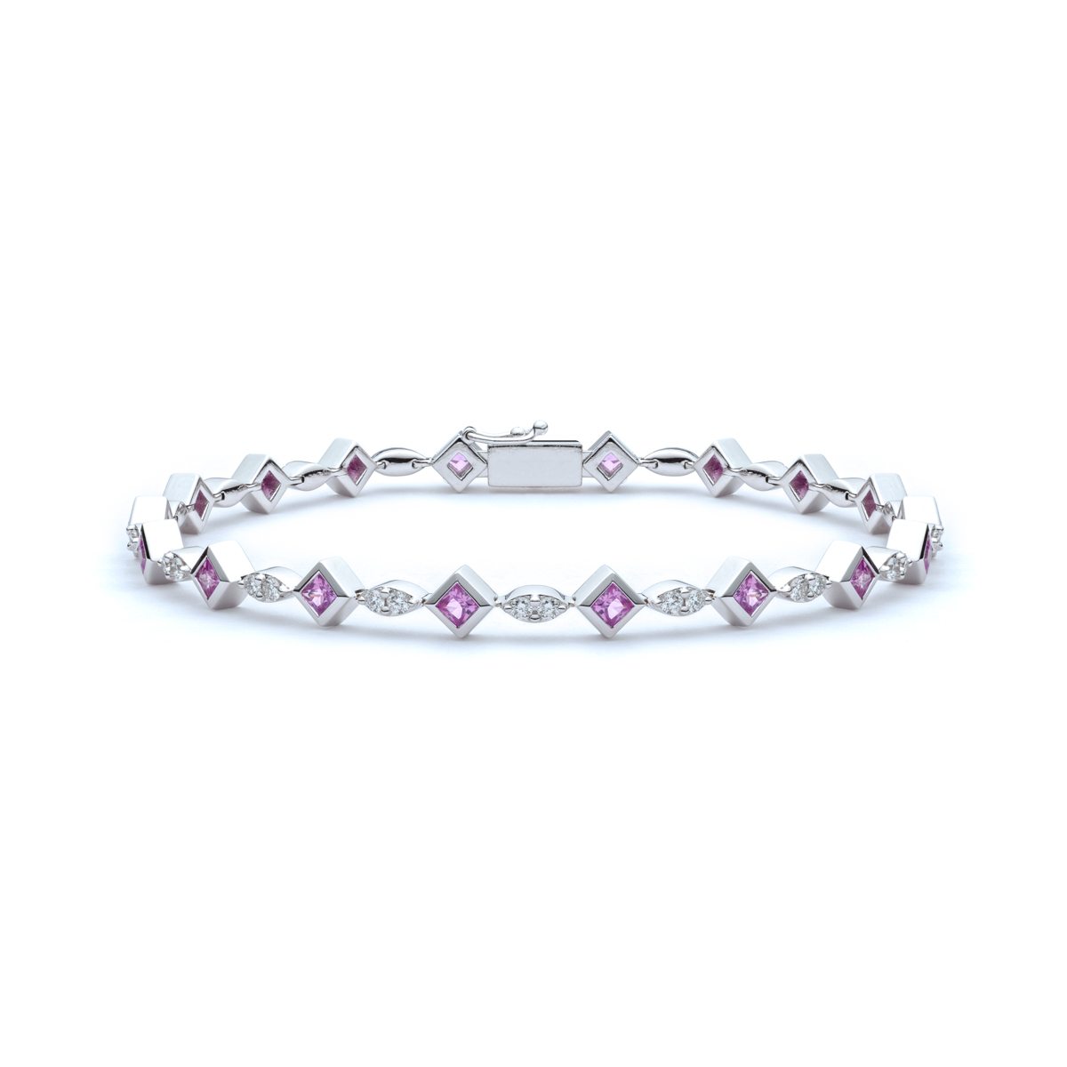 Pink Sapphire and Diamond Bracelet