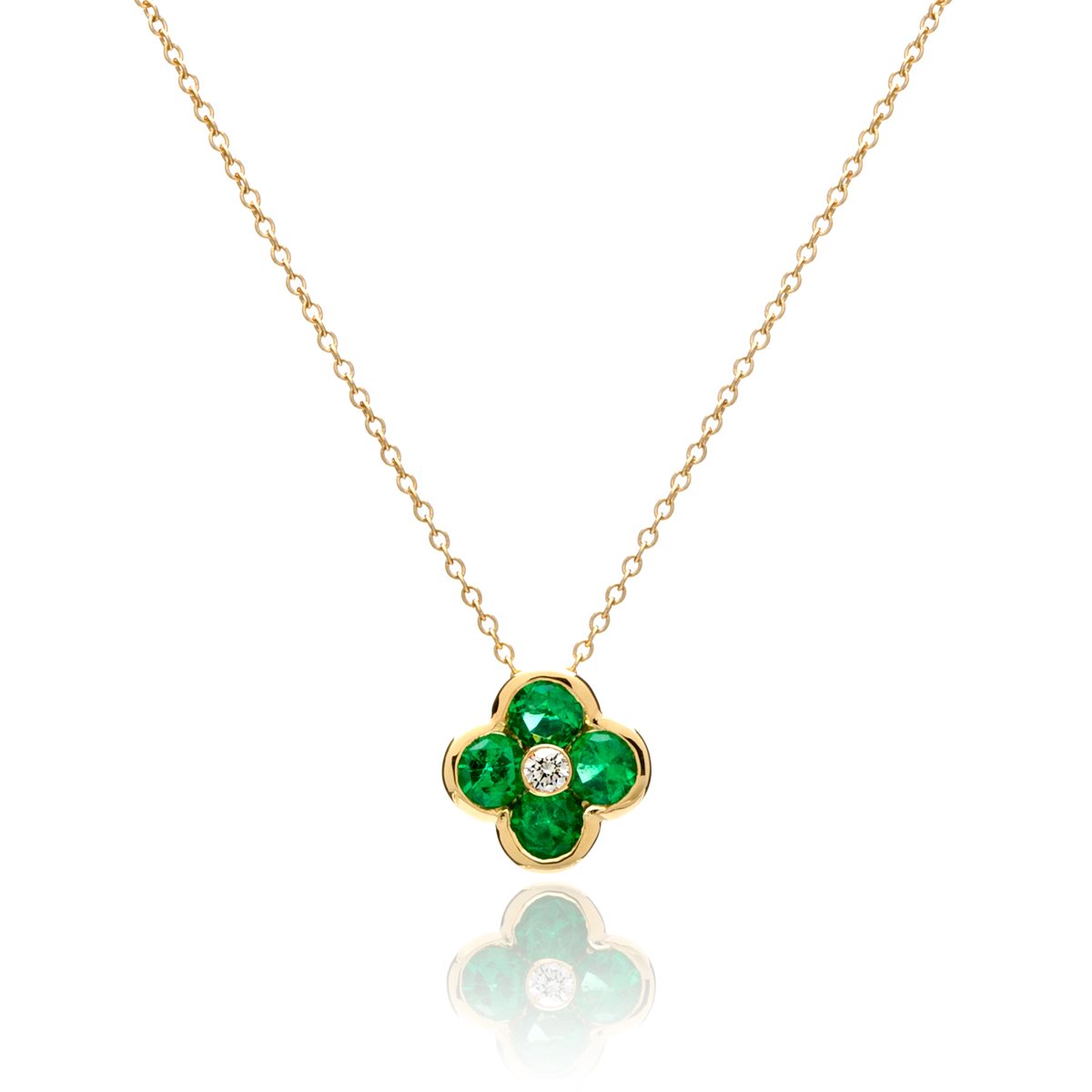 Emerald and Diamond Flower Pendant