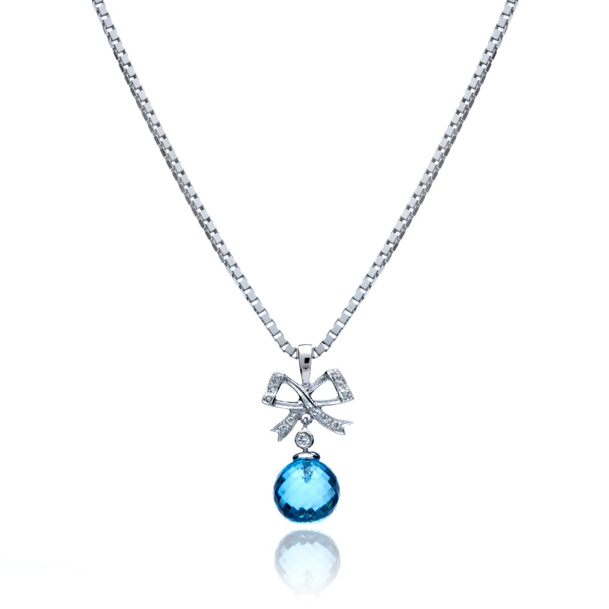 Blue Topaz Bow Pendant
