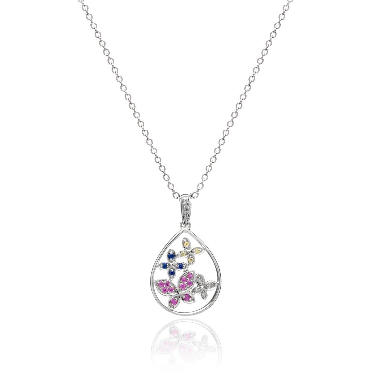 Multi-Color Sapphire Butterfly Pendant