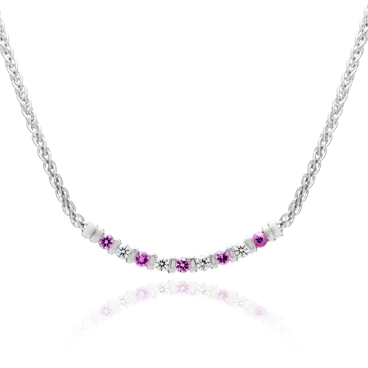 Pink Sapphire Anniversary Necklace
