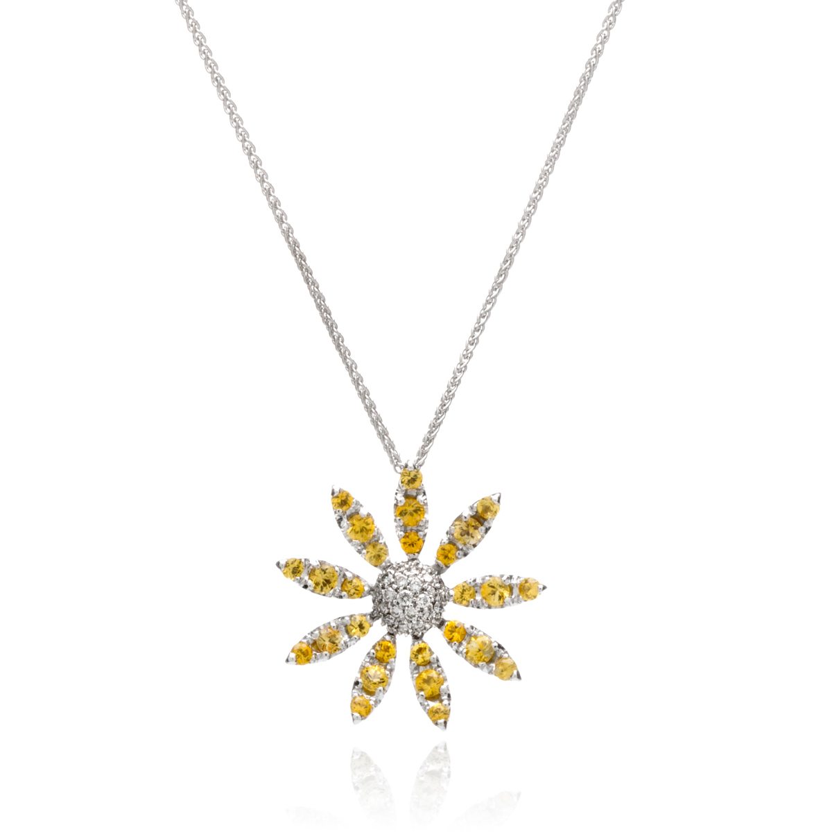 Yellow Sapphire and Diamond Daisy Pendant