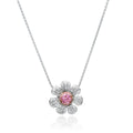 Pink Sapphire and Diamond Flower Necklace