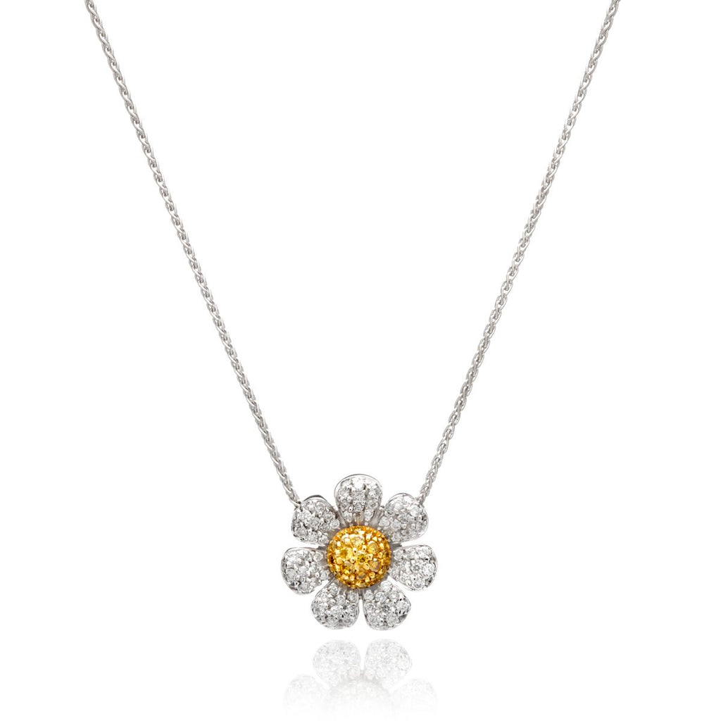 Pink Sapphire and Diamond Flower Necklace