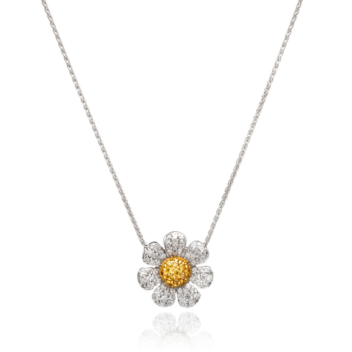Pink Sapphire and Diamond Flower Necklace