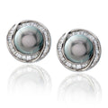 Tahitian Black Pearl and Diamond Halo Earrings