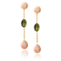 Pearl and Peridot Bead Dangle Earrings