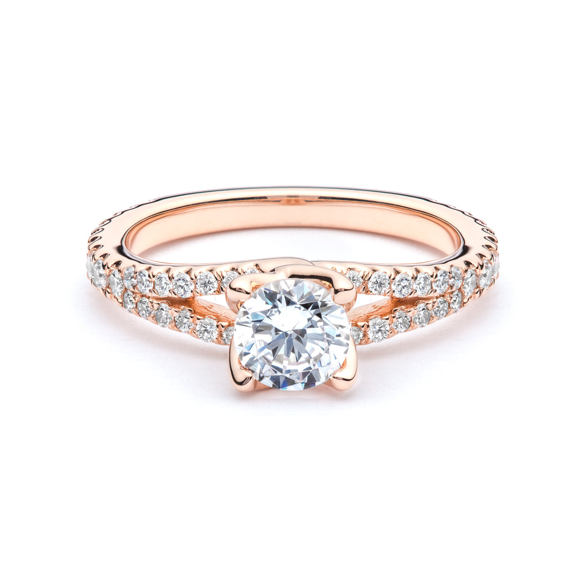 Rose Gold Split Shank Diamond Engagement Ring
