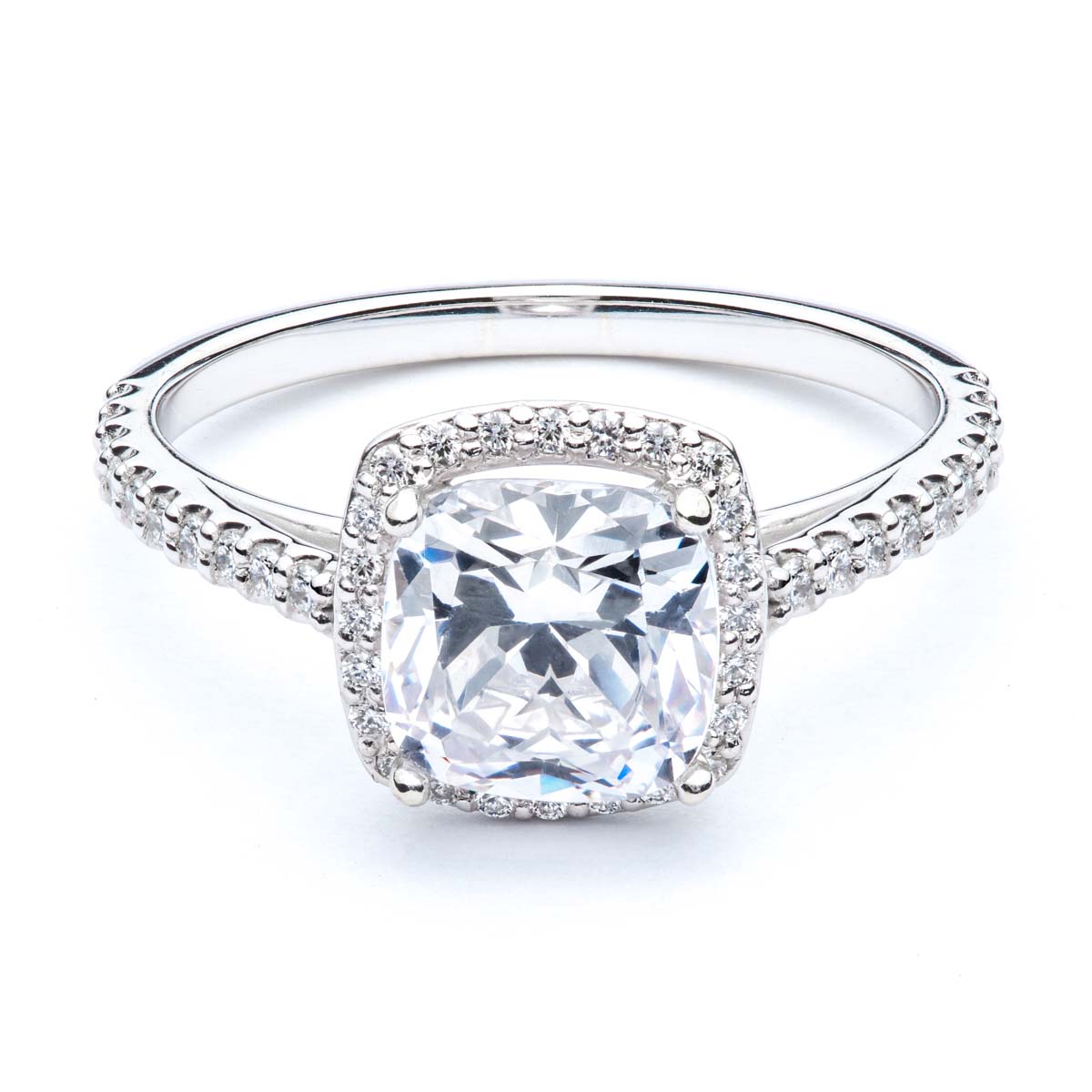 Cushion Cut Diamond Halo Engagement Ring