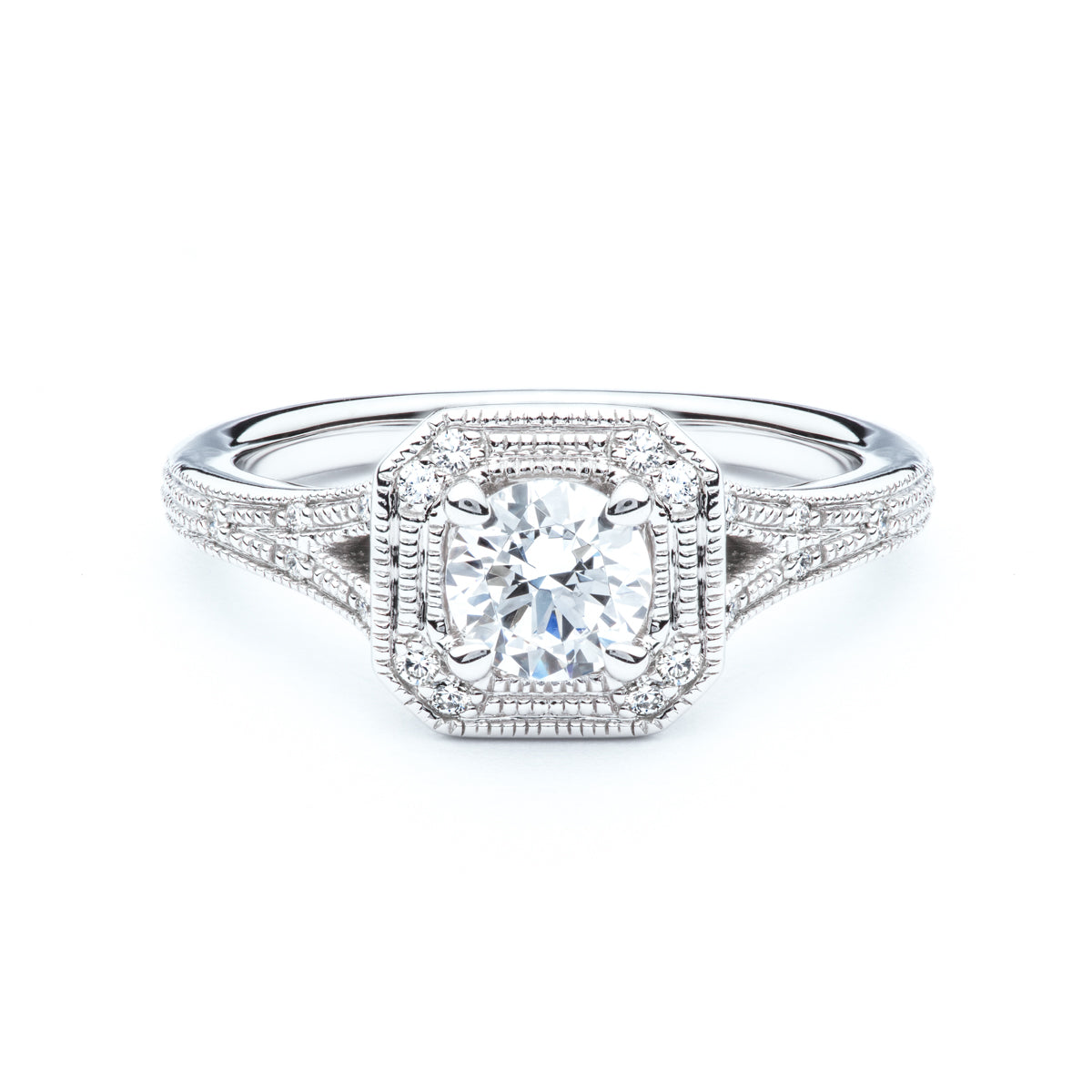 Milgrain Diamond Engagement Ring