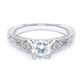 Hand Engraved Diamond Engagement Ring