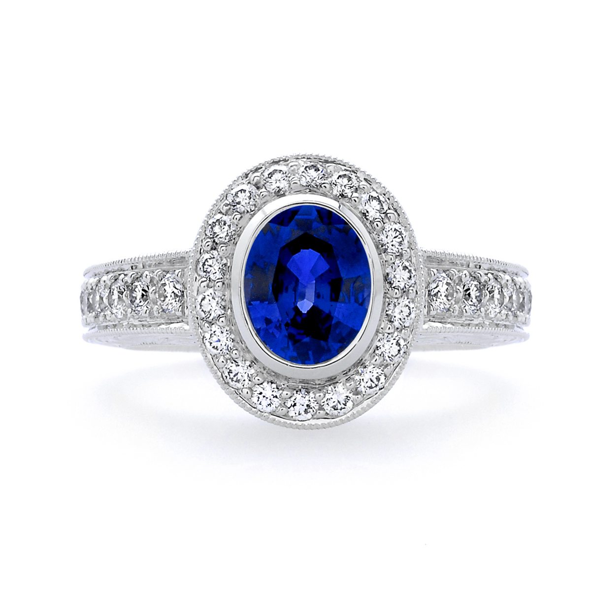 The Ester Hand Engraved Sapphire Ring
