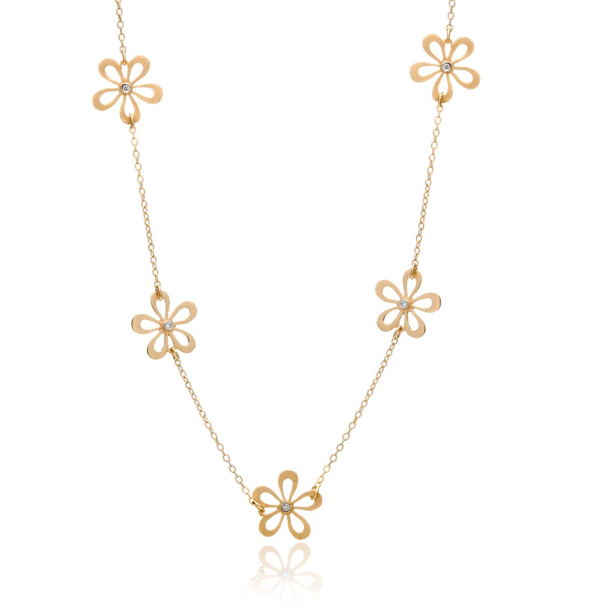 Gold Diamond Flower Necklace