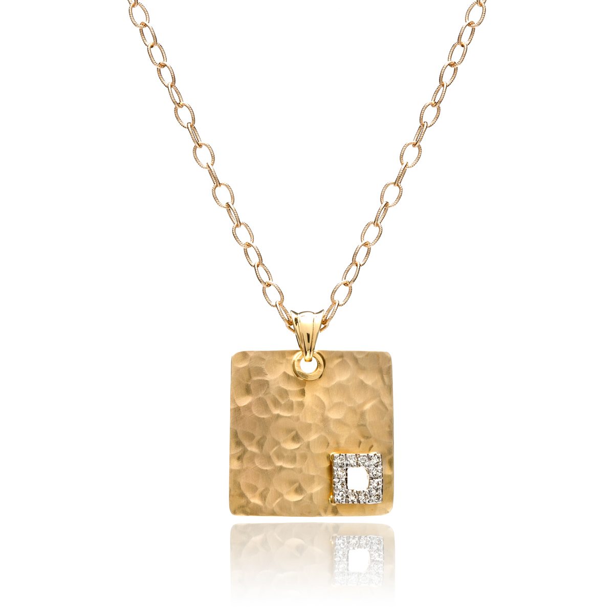 Gold Diamond Square Pendant