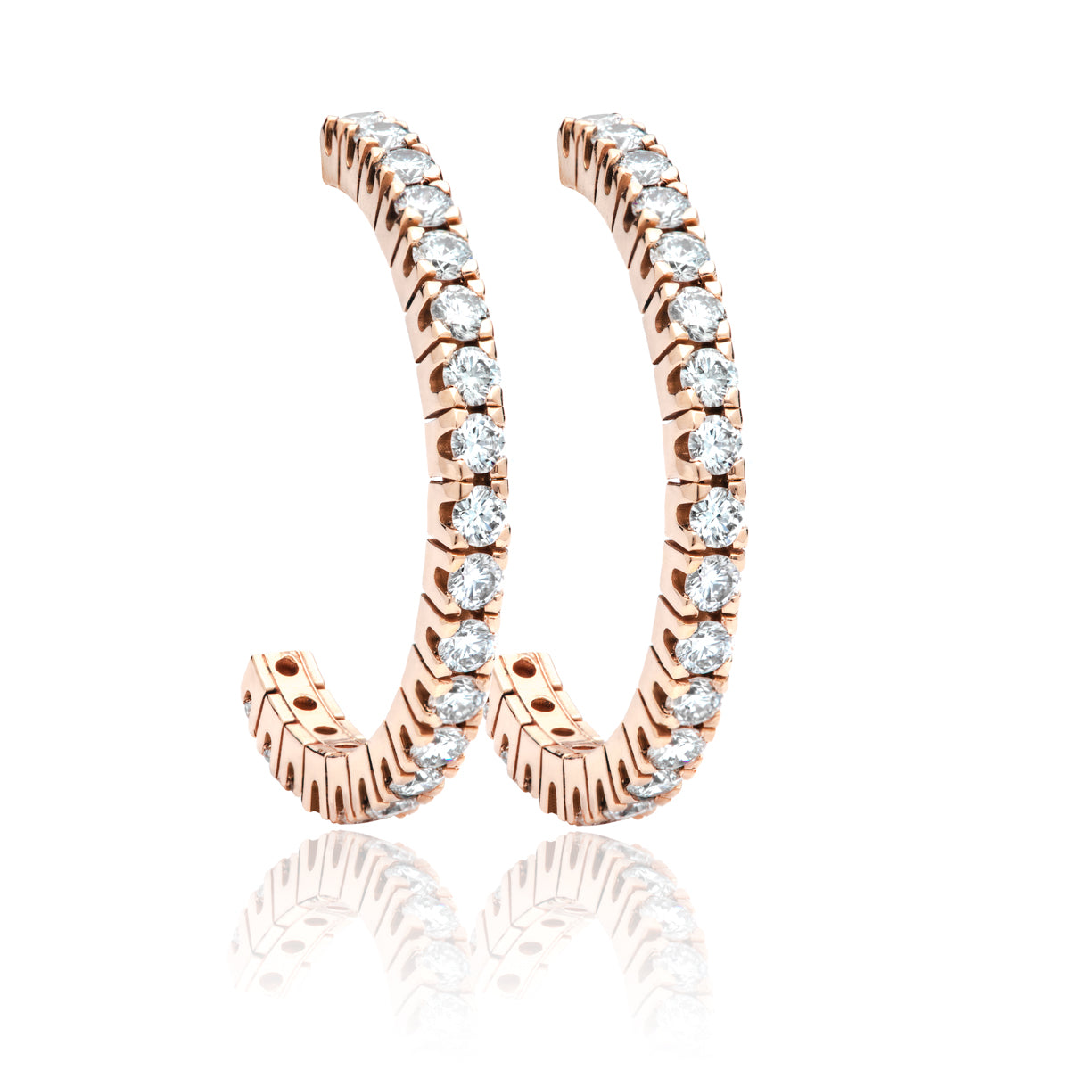 Rose Gold Diamond Hoop Earrings