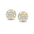 Yellow Gold Diamond Cluster Earrings