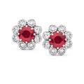 Ruby and Diamond Halo Earrings
