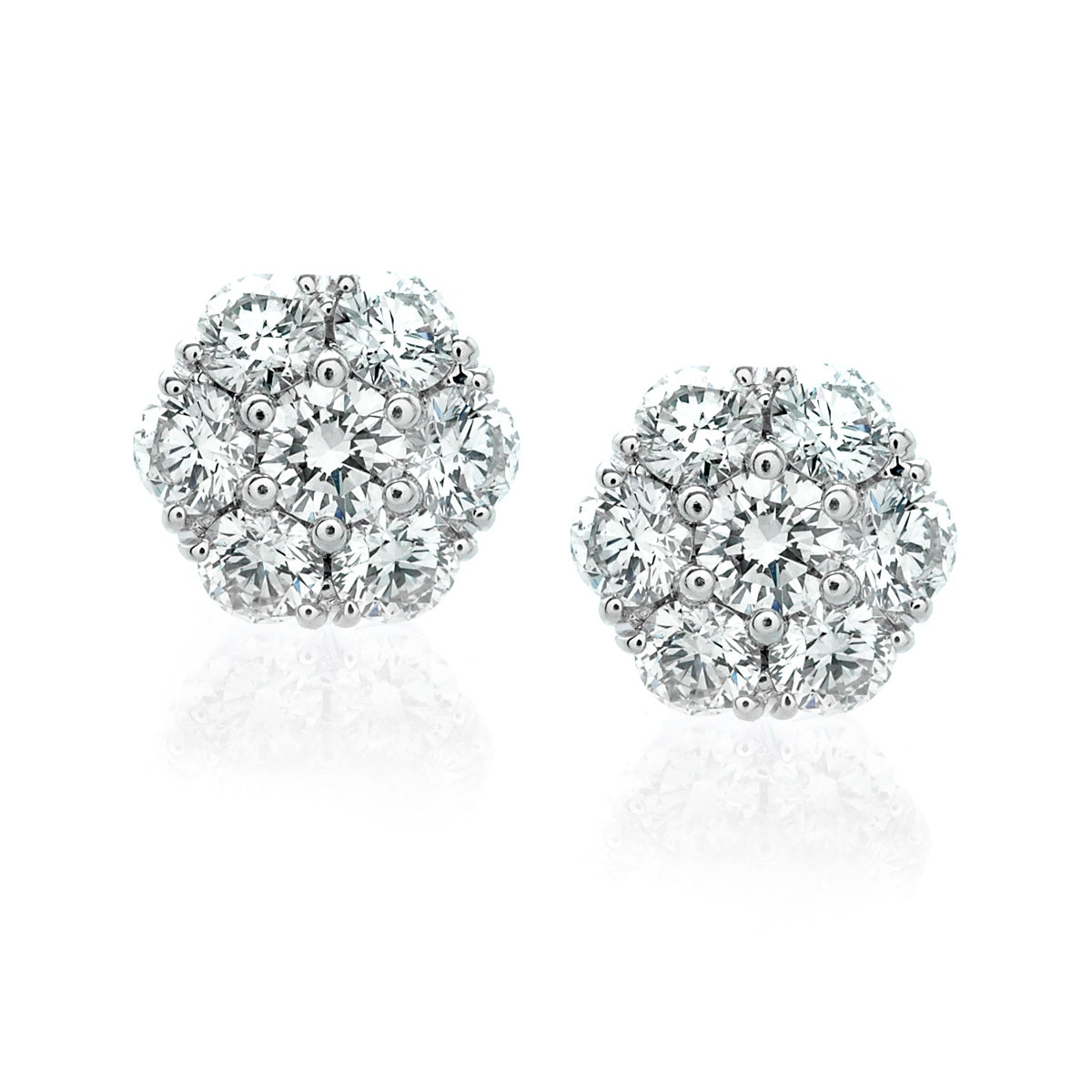 Diamond Cluster Earrings – White Gold