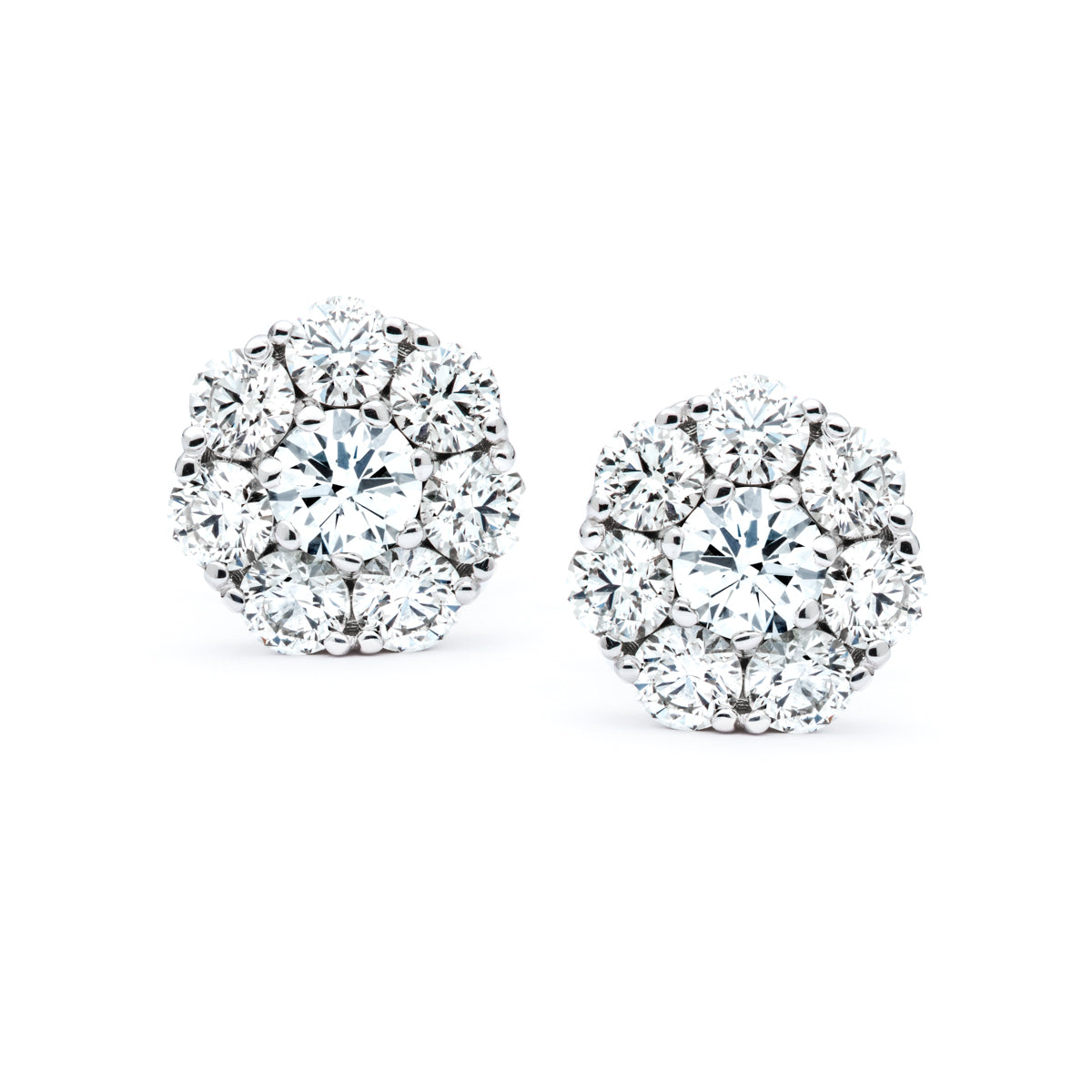 White Gold Diamond Cluster Earrings