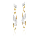 Two Tone Brushed Finish Diamond Earrings