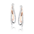 Rose and White Gold Diamond Hoop Earrings