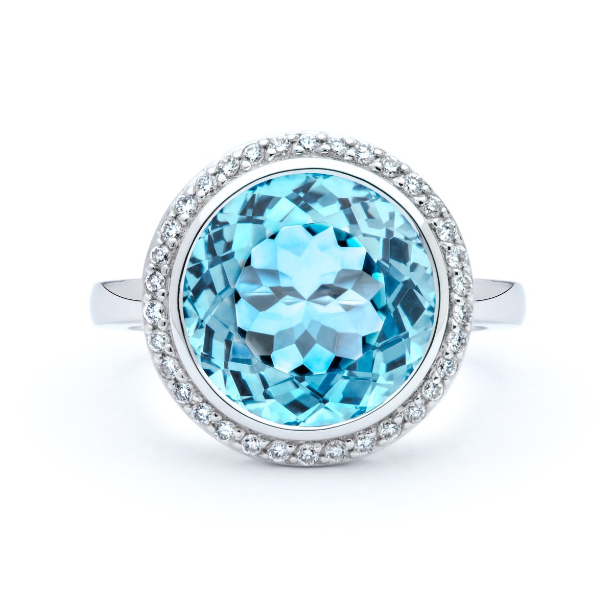 Blue Topaz and Diamond Ring
