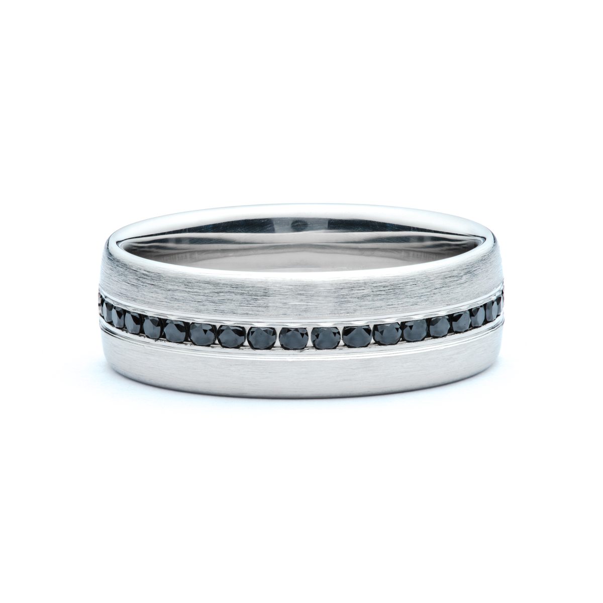 Black Diamond Brushed Men's Wedding Band