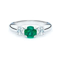 Emerald and Diamond Three Stone Ring
