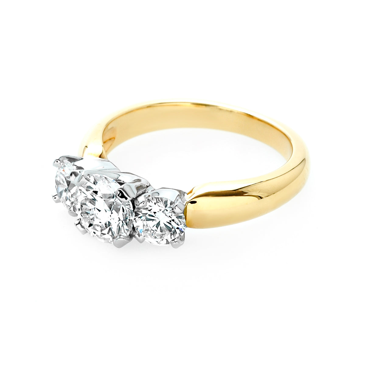 Three Stone Yellow Gold Diamond Ring