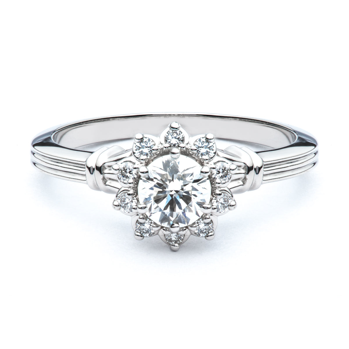 Flower Halo Diamond Engagement Ring