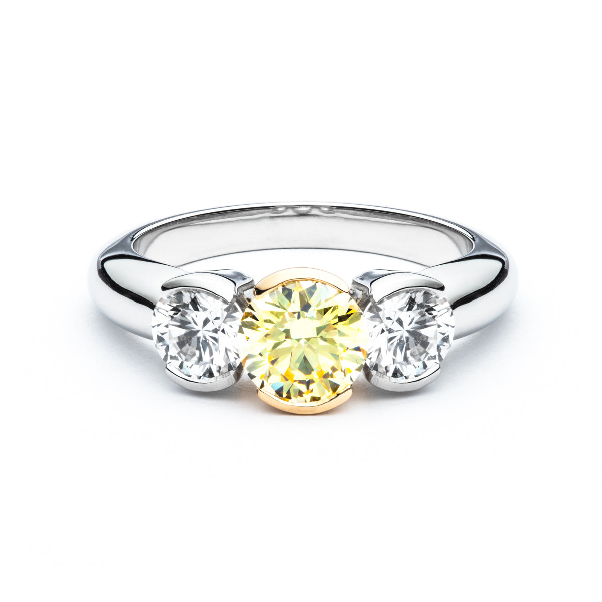 Fancy Yellow Diamond Three Stone Ring