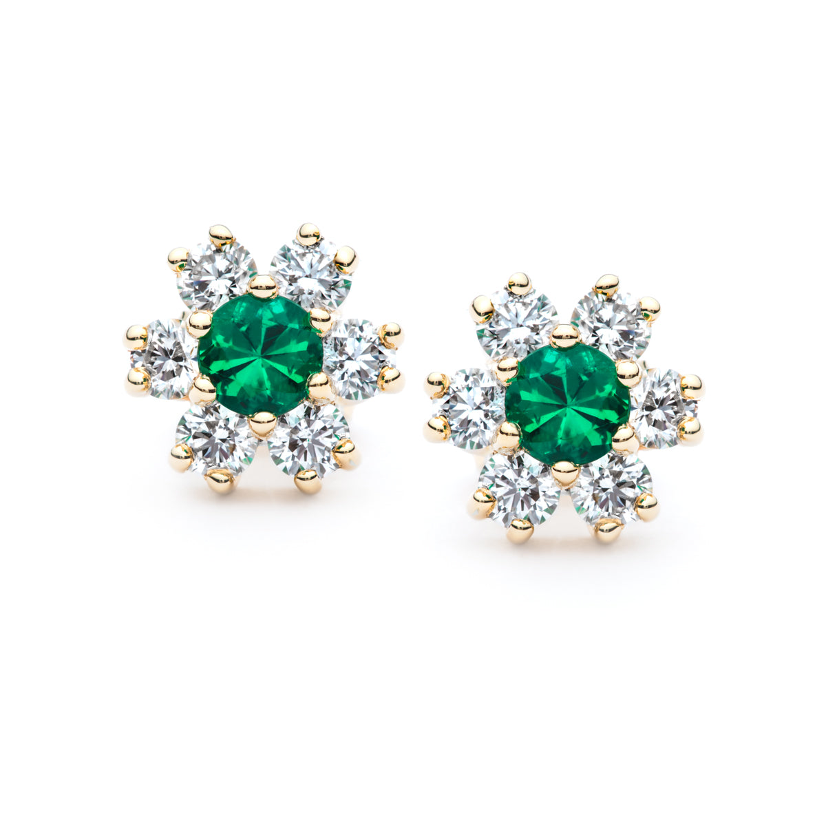 Emerald and Diamond Snowflake Earrings