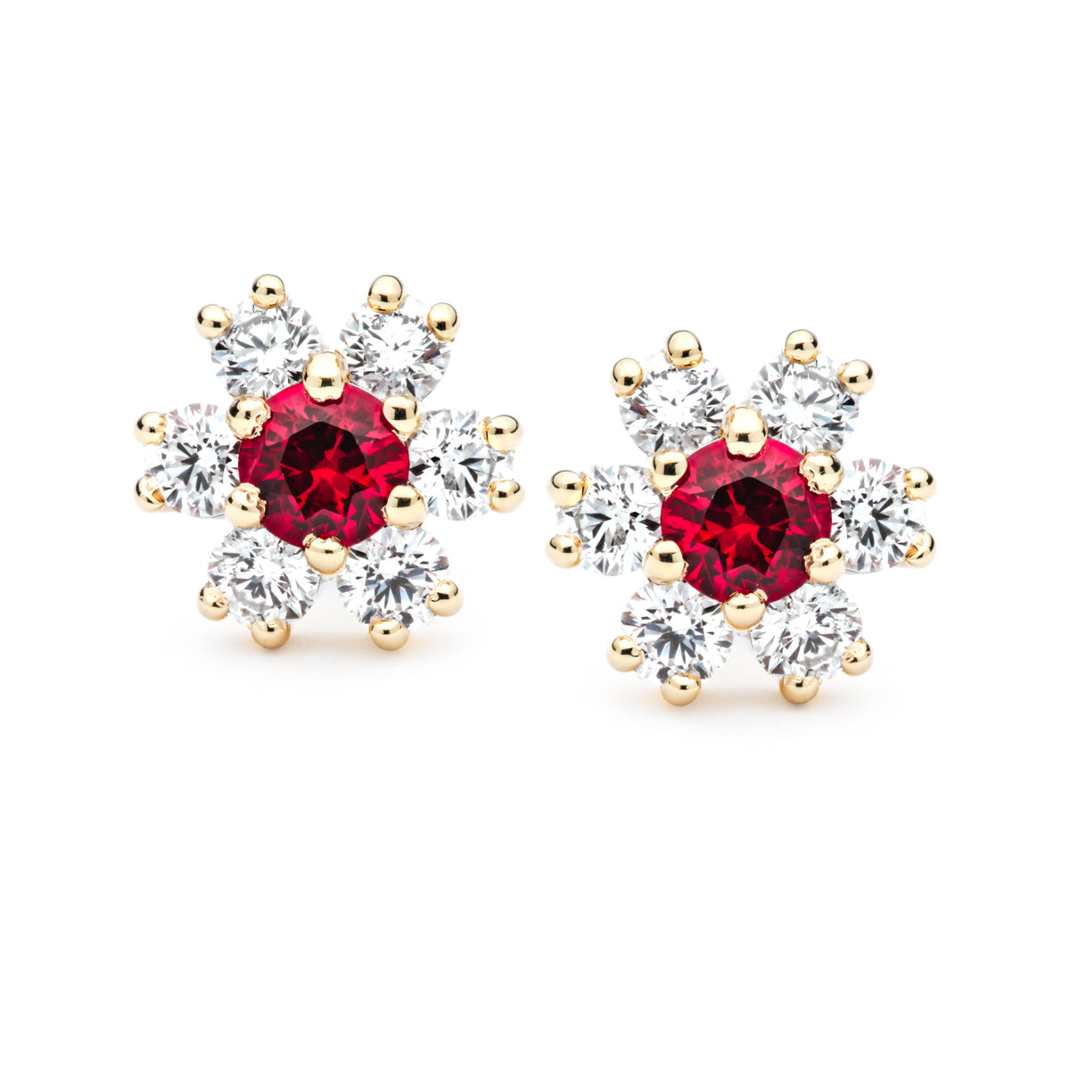 Ruby and Diamond Snowflake Earrings