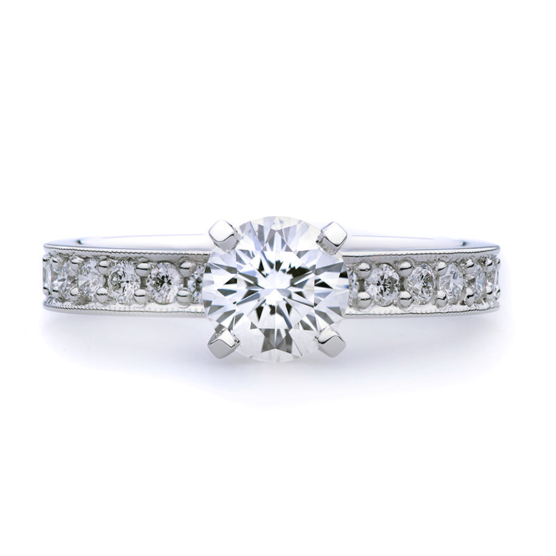 Bead Set Solitaire Engagement Ring