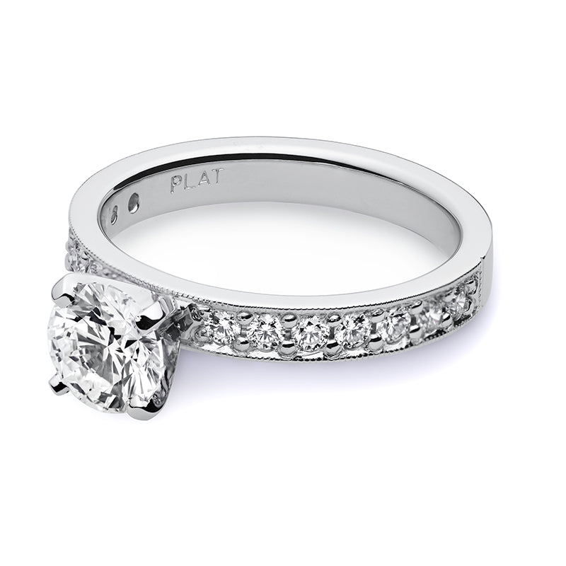 Bead Set Solitaire Engagement Ring