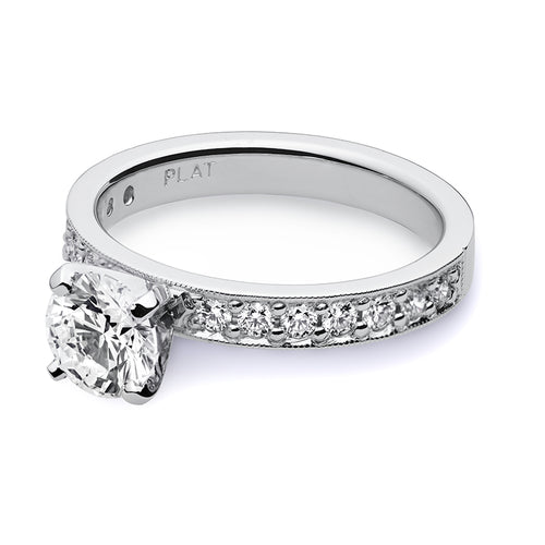 Bead Set Solitaire Engagement Ring
