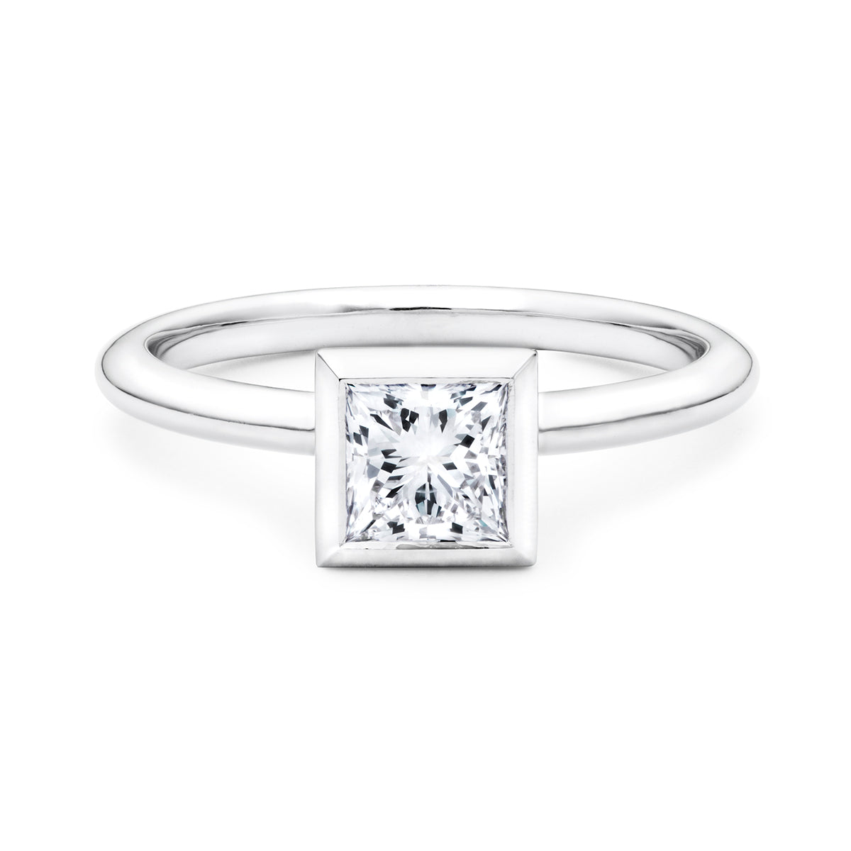 Bezel Set Princess Cut Engagement Ring
