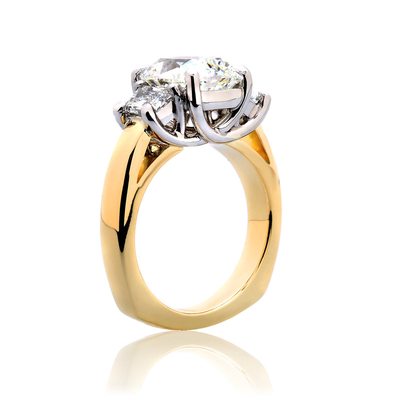 Three Stone Cushion Engagement Ring