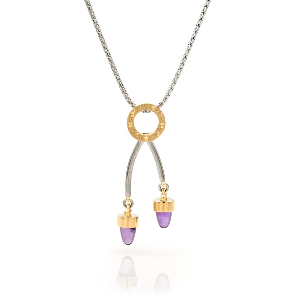 White and Yellow Gold Amethyst Necklace
