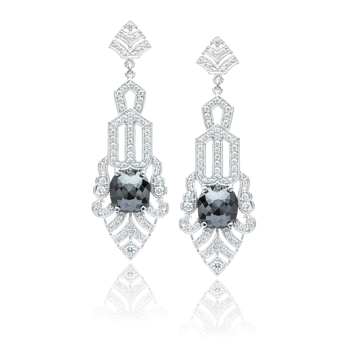 Black Diamond Art Deco Earrings