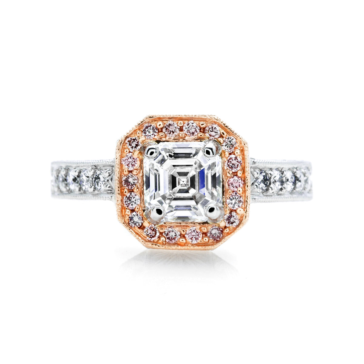 The Ester Pink Diamond Halo Engagement Ring