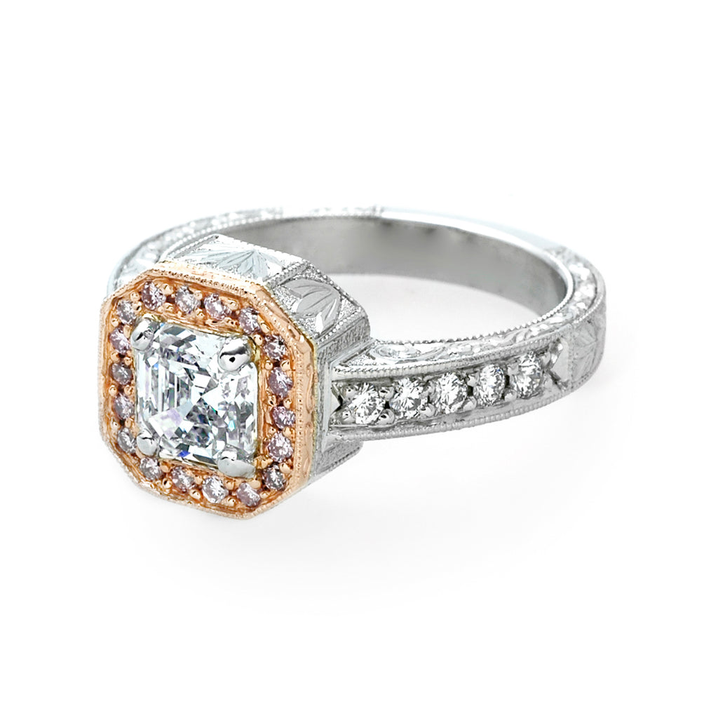 The Ester Pink Diamond Halo Engagement Ring